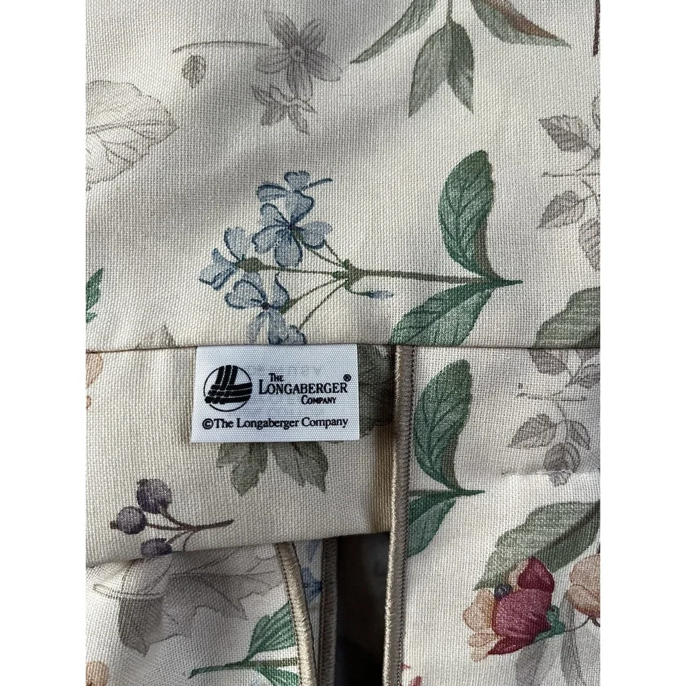 Longaberger Botanical Fields Tab Tie Window Valance Curtains (Set of 2)
